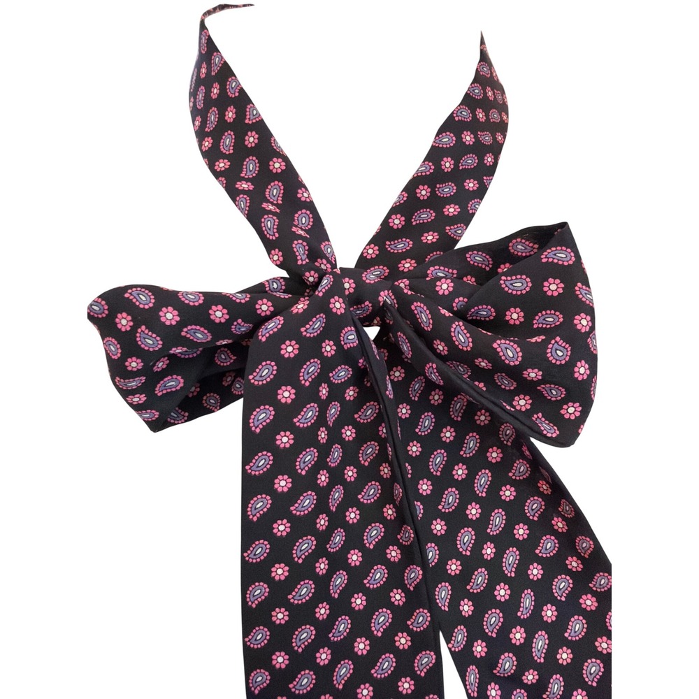 Vintage Specialty House Silk Scarf Tie Paisley Floral Dark Academia Preppy Mod